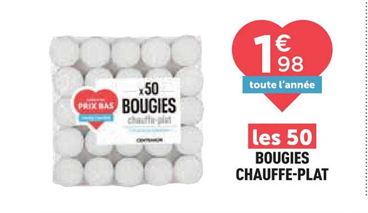 les 50 BOUGIES CHAUFFE-PLAT