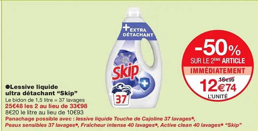 Lessive liquide ultra détachant "Skip"