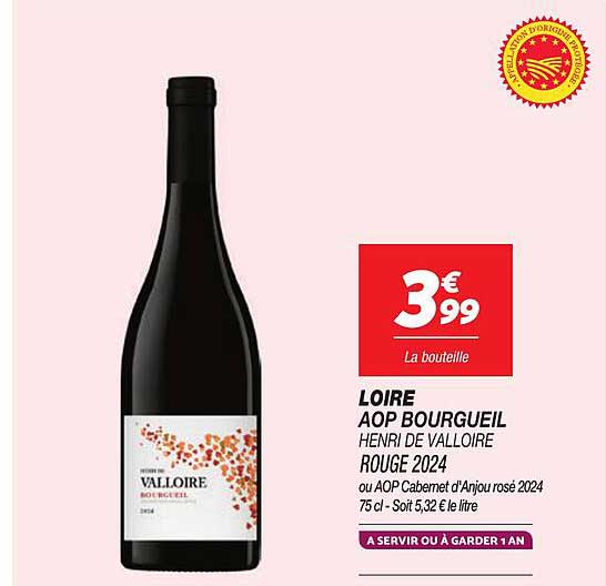 LOIRE AOP BOURGEUIL HENRI DE VAILLOIRE ROUGE 2024