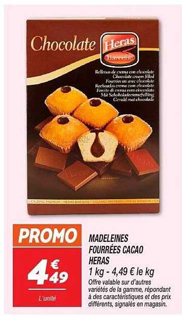 MADELEINES FOURRÉES CACAO HERAS