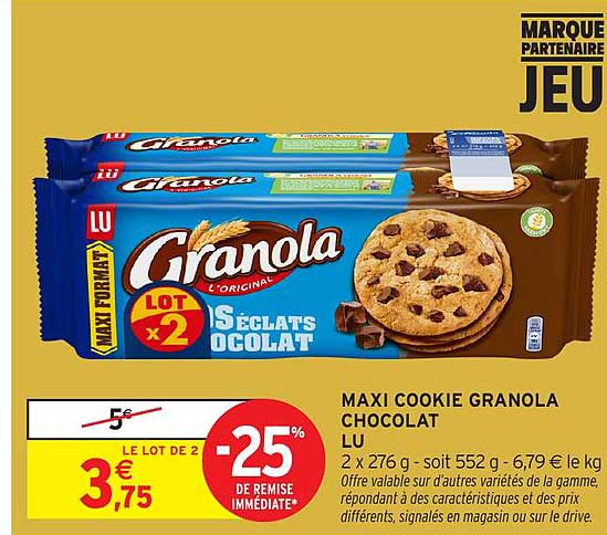 MAXI COOKIE GRANOLA CHOCOLAT