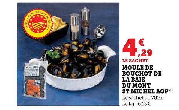 MOULE DE BOUCHOT DE LA BAIE DU MONT ST MICHEL AOP