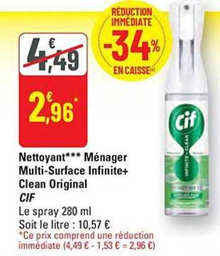 Nettoyant*** Ménager Multi-Surface Infinite+ Clean Original CIF