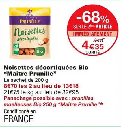 Noisettes décortiquées Bio "Maître Prunille"