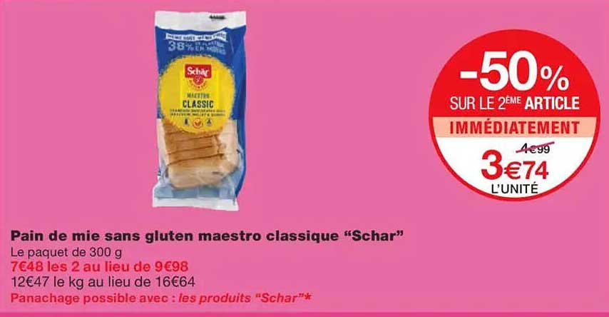 Pain de mie sans gluten maestro classique “Schar”