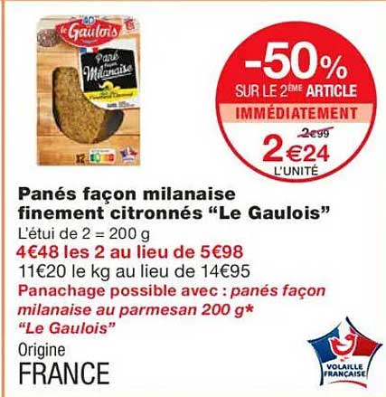 Panés façon milanaise finement citronnés "Le Gaulois"