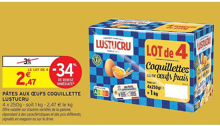 PÂTES AUX ŒUFS COQUILLETTE LUSTUCRU