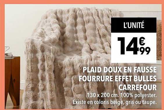 PLAID DOUX EN FAUSSE FOURRURE EFFET BULLES