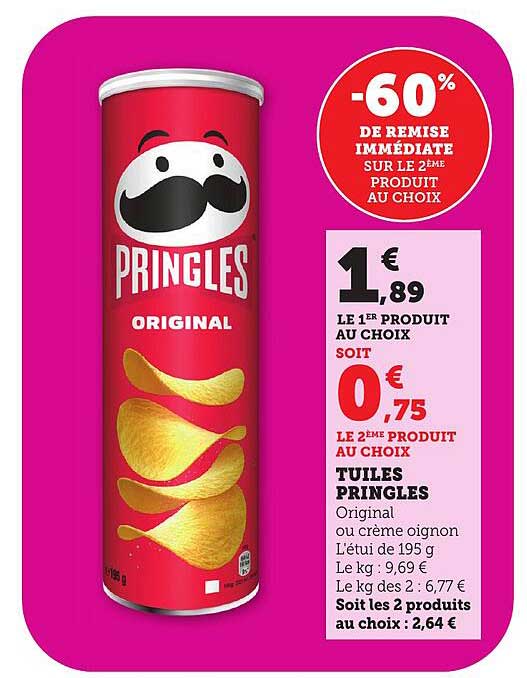 Pringles Original -60% sur le 2ème produit au choix
