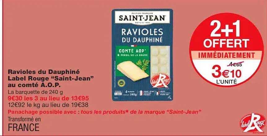 Ravioles du Dauphiné Label Rouge “Saint-Jean” au comté A.O.P.
