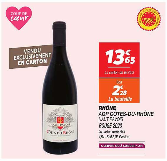 RHÔNE AOP CÔTES-DU-RHÔNE HAUT PAVOIS ROUGE 2023