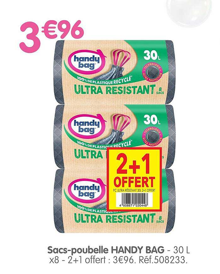 Sacs-poubelle HANDY BAG - 30 L x8 - 2+1 OFFERT