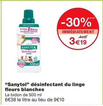 "Sanytol" désinfectant du linge fleurs blanches