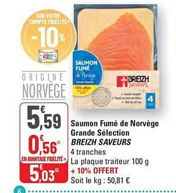 Saumon Fumé de Norvège Grande Sélection BREIZH SAVEURS