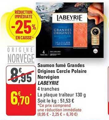 Saumon fumé Grandes Origines Cercle Polaire Norvégien LABEYRIE