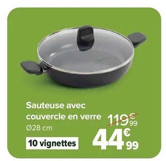Sauteuse avec couvercle en verre Ø28 cm