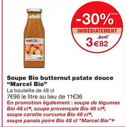 Soupe Bio butternut patate douce "Marcel Bio"
