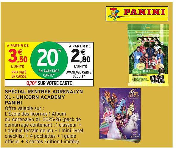 SPÉCIAL RENTRÉE ADRENALYN XL - UNICORN ACADEMY PANINI