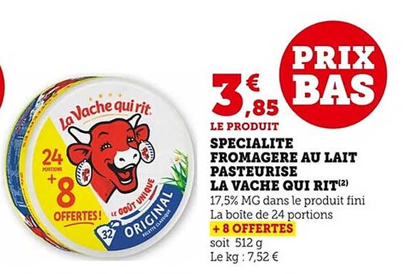 SPECIALITE FROMAGERE AU LAIT PASTEURISE LA VACHE QUI RIT