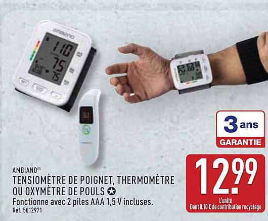 Tensiomètre de poignet, thermomètre ou oxymètre de pouls