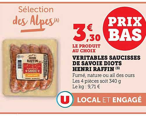 VERITABLES SAUCISSES DE SAVOIE DIOTS HENRI RAFFIN