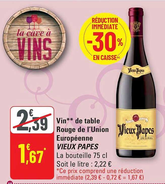 Vin** de table Rouge de l’Union Européenne VIEUX PAPES