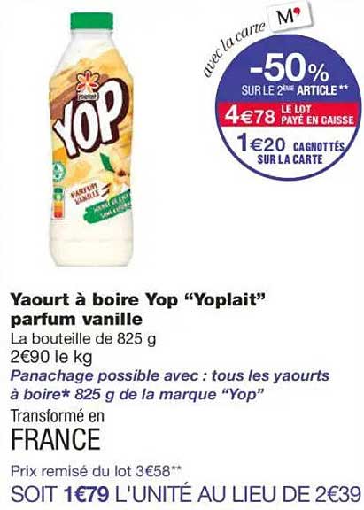 Yaourt à boire Yop "Yoplait" parfum vanille