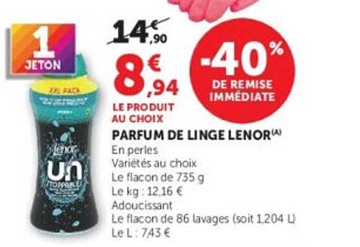 1 JETON -40% DE REMISE IMMÉDIATE PARFUM DE LINGE LENOR(A)