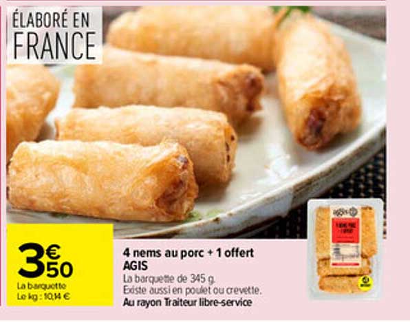 4 nems au porc + 1 offert AGIS