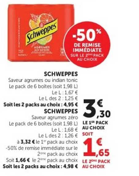 -50% DE REMISE IMMÉDIATE SUR LE 2ÈME PACK AU CHOIX