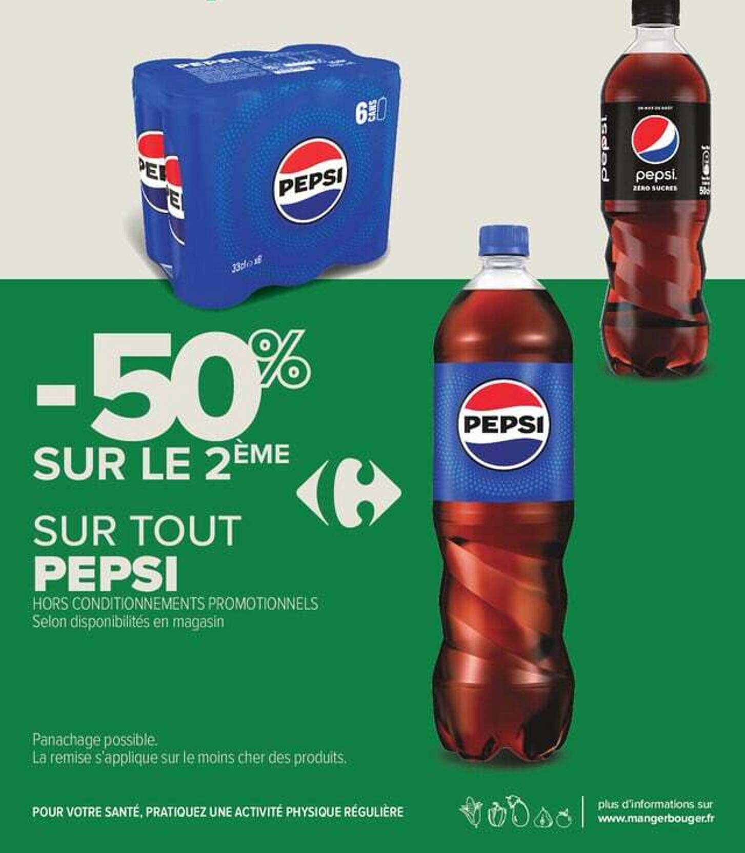 -50% sur le 2ème sur tout Pepsi