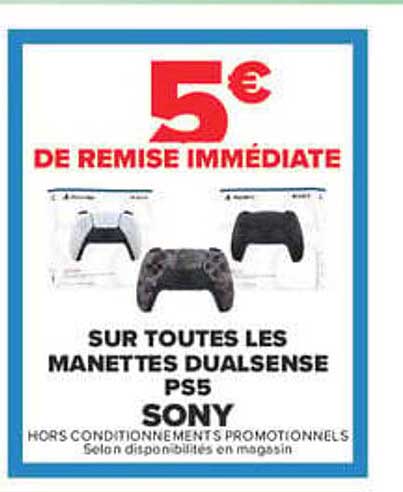 5€ DE REMISE IMMÉDIATE SUR TOUTES LES MANETTES DUALSENSE PS5 SONY