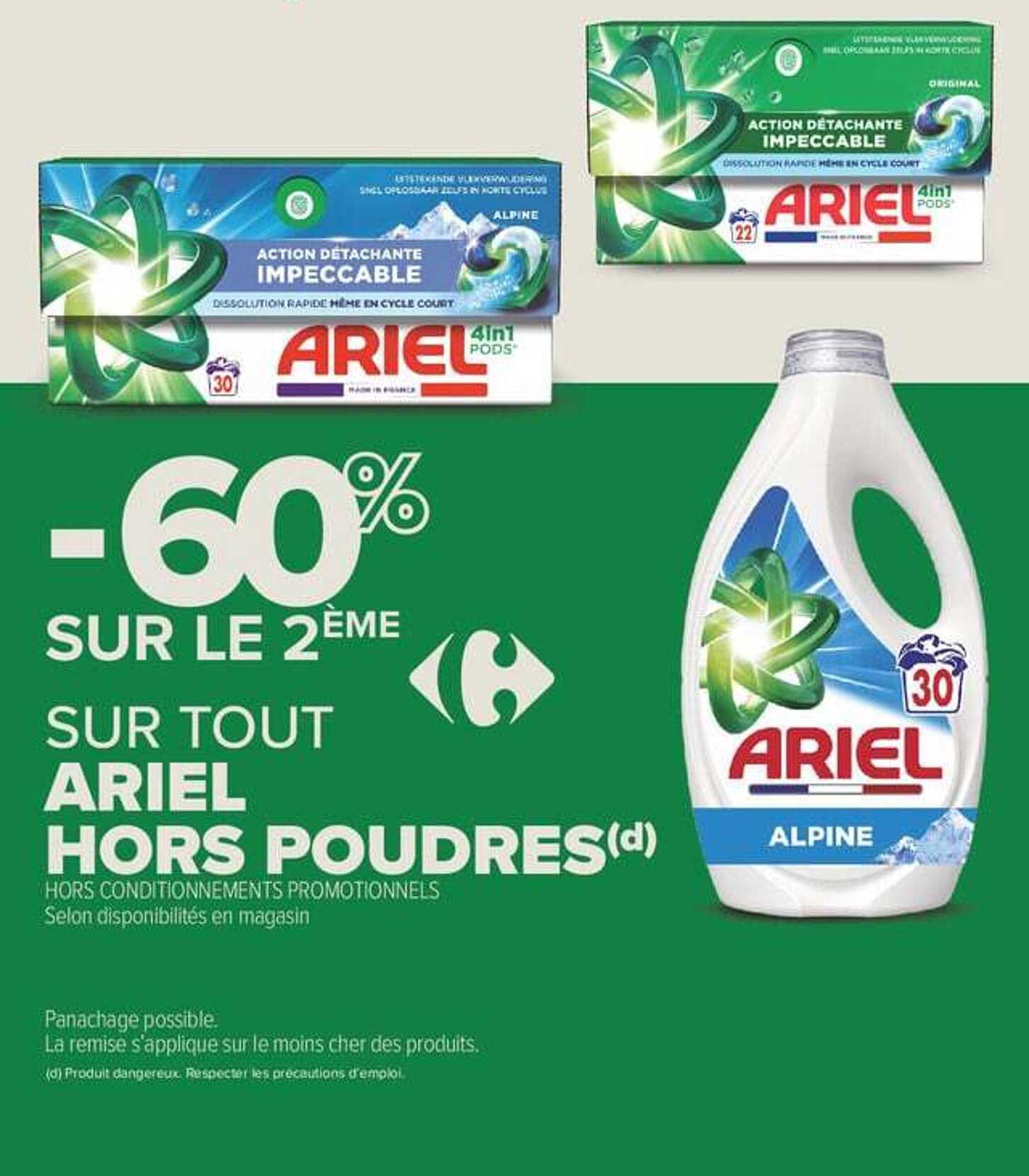 -60% SUR LE 2ÈME SUR TOUT ARIEL HORS POUDRES(d)