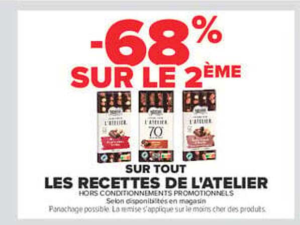 -68% SUR LE 2ÈME SUR TOUT LES RECETTES DE L'ATELIER
