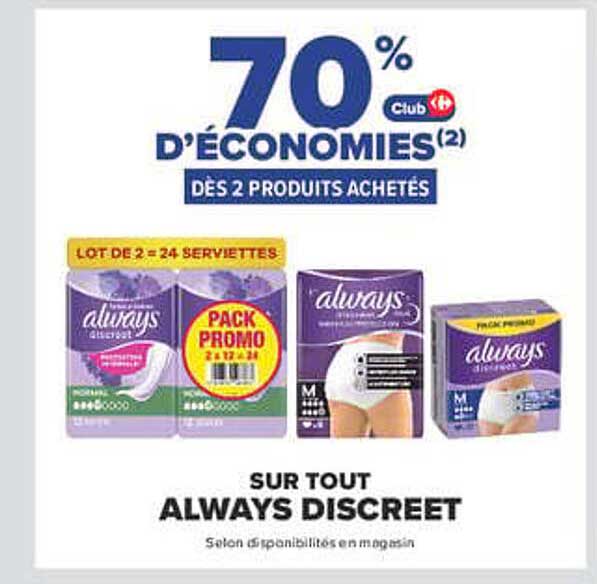 70% d'économies(2) dès 2 produits achetés