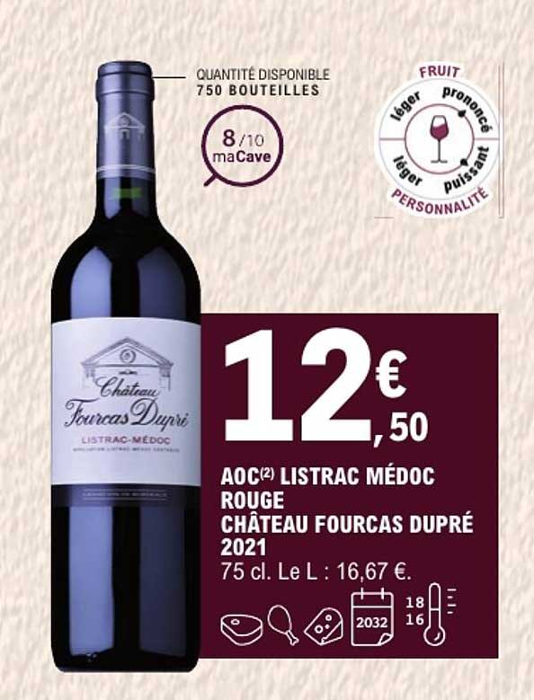 AOC(2) LISTRAC MÉDOC ROUGE CHÂTEAU FOURCAS DUPRÉ 2021