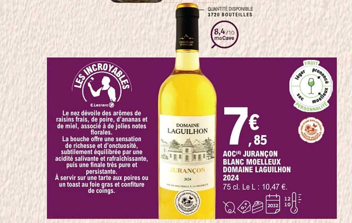 AOC(4) JURANÇON BLANC MOELLEUX DOMAINE LAGUILHON 2024