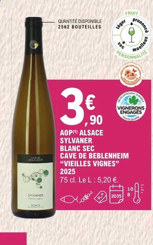 AOP ALSACE SYLVANER BLANC SEC CAVE DE BEBLENHEIM “VIEILLES VIGNES” 2025