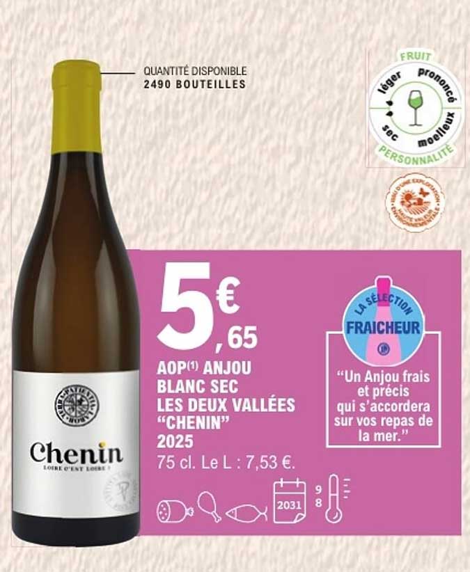 AOP ANJOU BLANC SEC LES DEUX VALLÉES “CHENIN” 2025