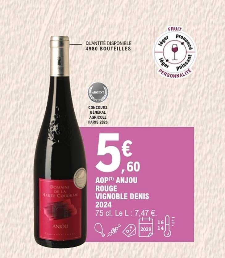 AOP ANJOU ROUGE VIGNOBLE DENIS 2024