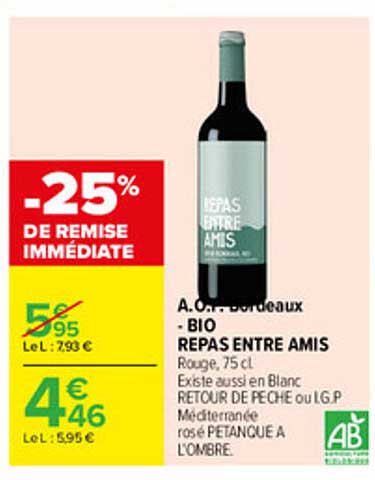 A.O.P Bordeaux - BIO REPAS ENTRE AMIS