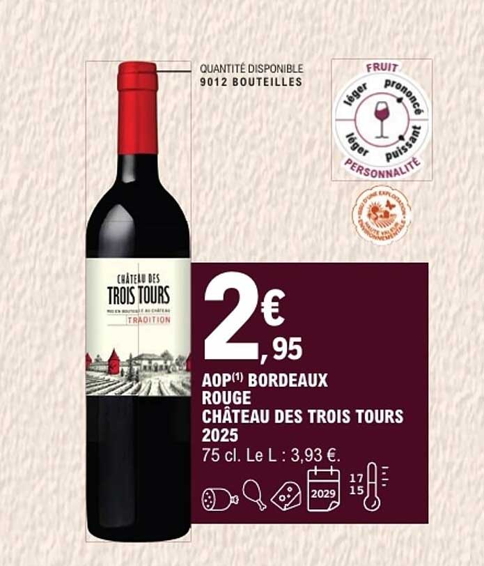 AOP Bordeaux Rouge Château des Trois Tours 2025