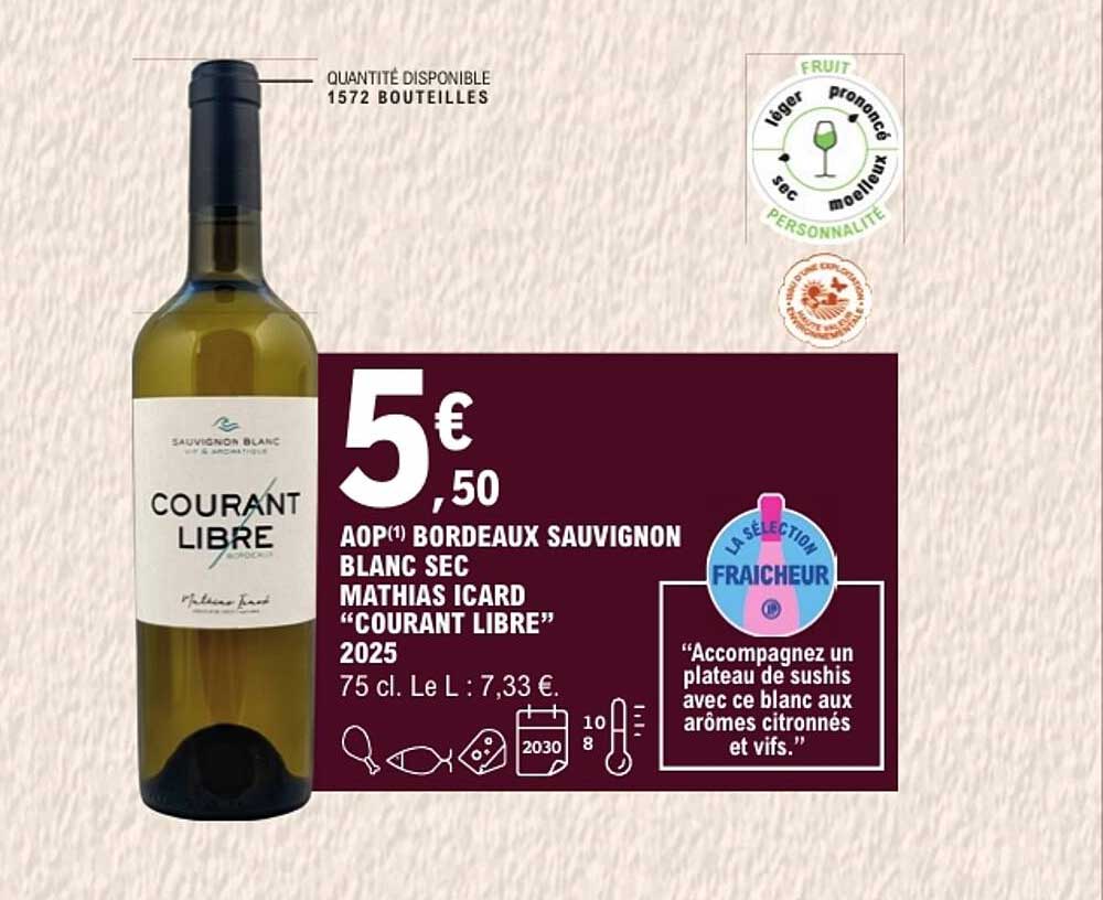 AOP Bordeaux Sauvignon Blanc Sec Mathias Icard “Courant Libre” 2025
