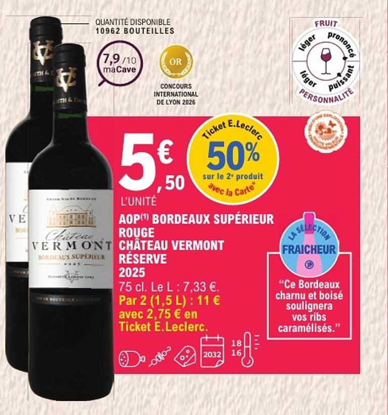 AOP BORDEAUX SUPÉRIEUR ROUGE CHÂTEAU VERMONT RÉSERVE 2025