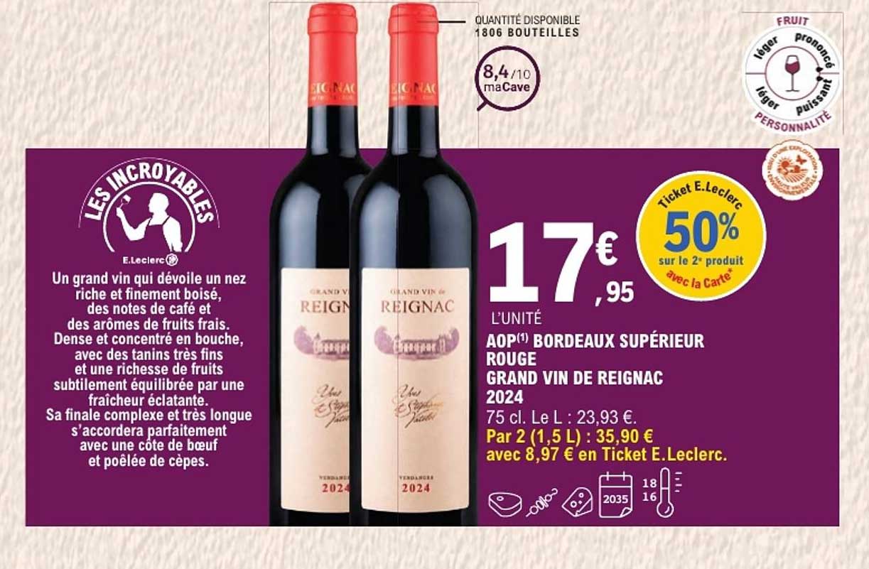 AOP BORDEAUX SUPÉRIEUR ROUGE GRAND VIN DE REIGNAC 2024