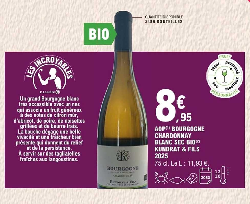 AOP Bourgogne Chardonnay blanc sec bio Kundrat & Fils 2025