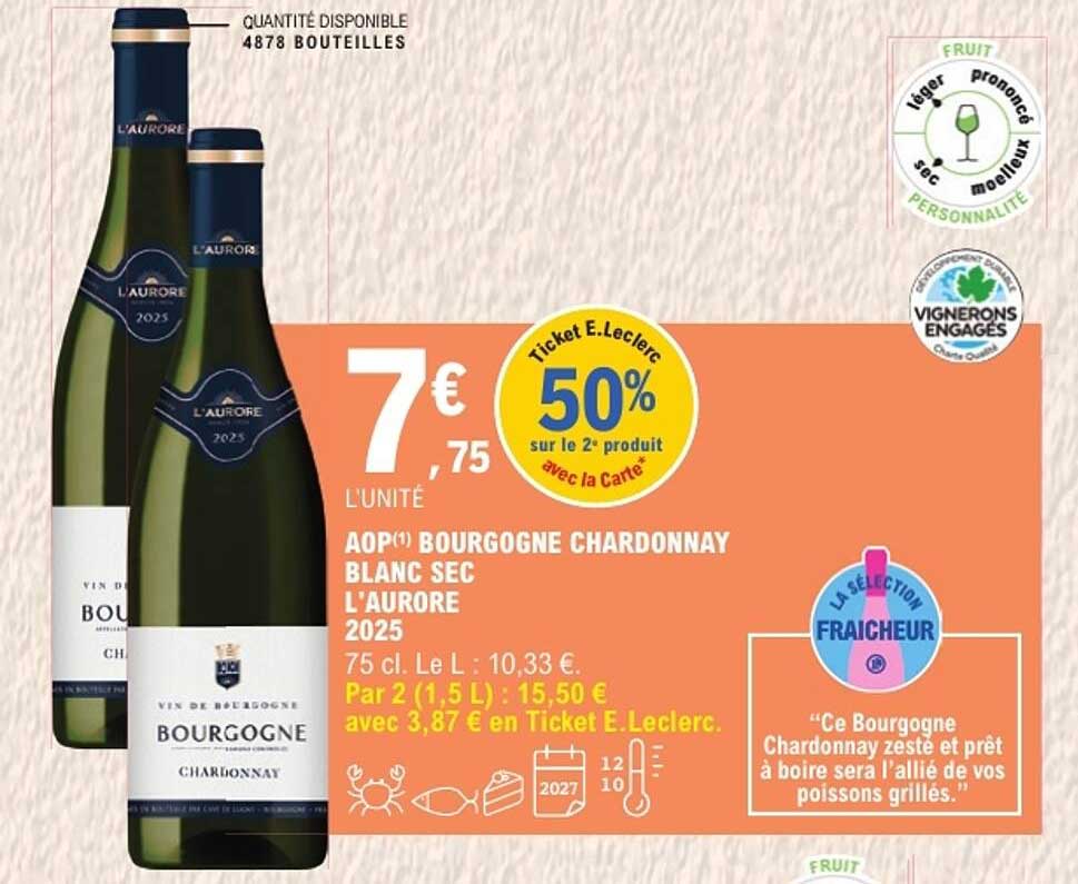 AOP BOURGOGNE CHARDONNAY BLANC SEC L'AURORE 2025