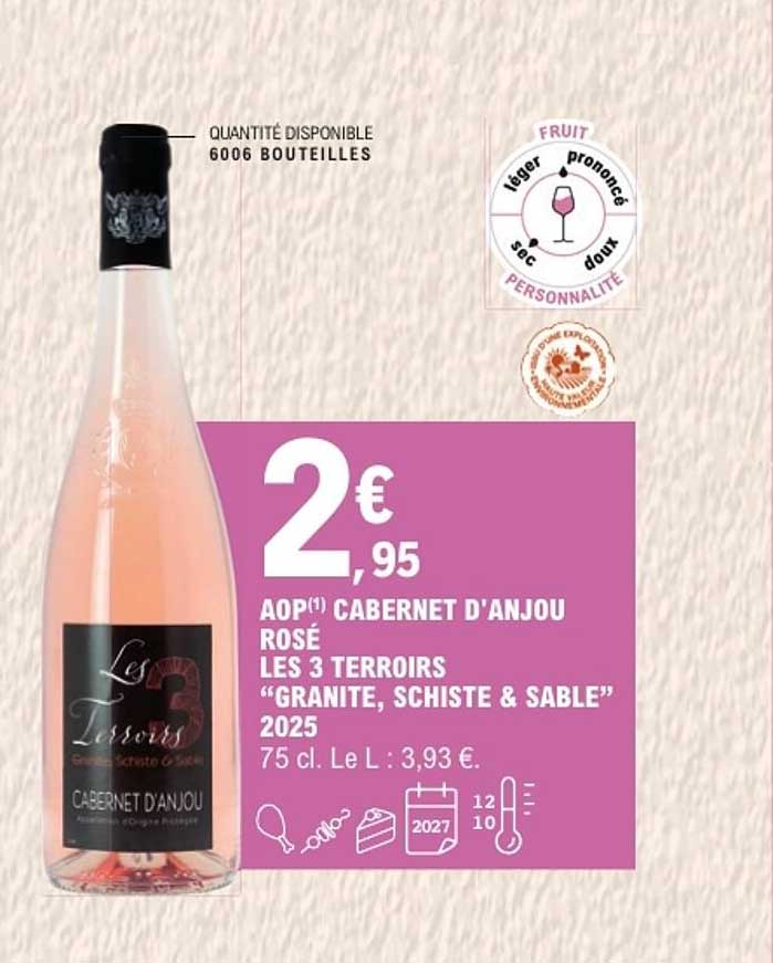 AOP CABERNET D'ANJOU ROSÉ LES 3 TERROIRS “GRANITE, SCHISTE & SABLE” 2025