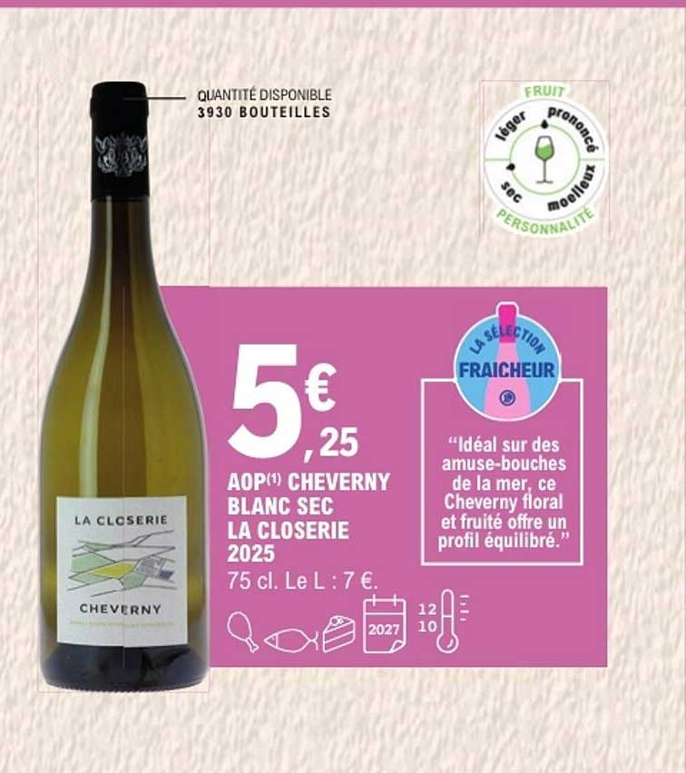 AOP CHEVERNY BLANC SEC LA CLOSERIE 2025