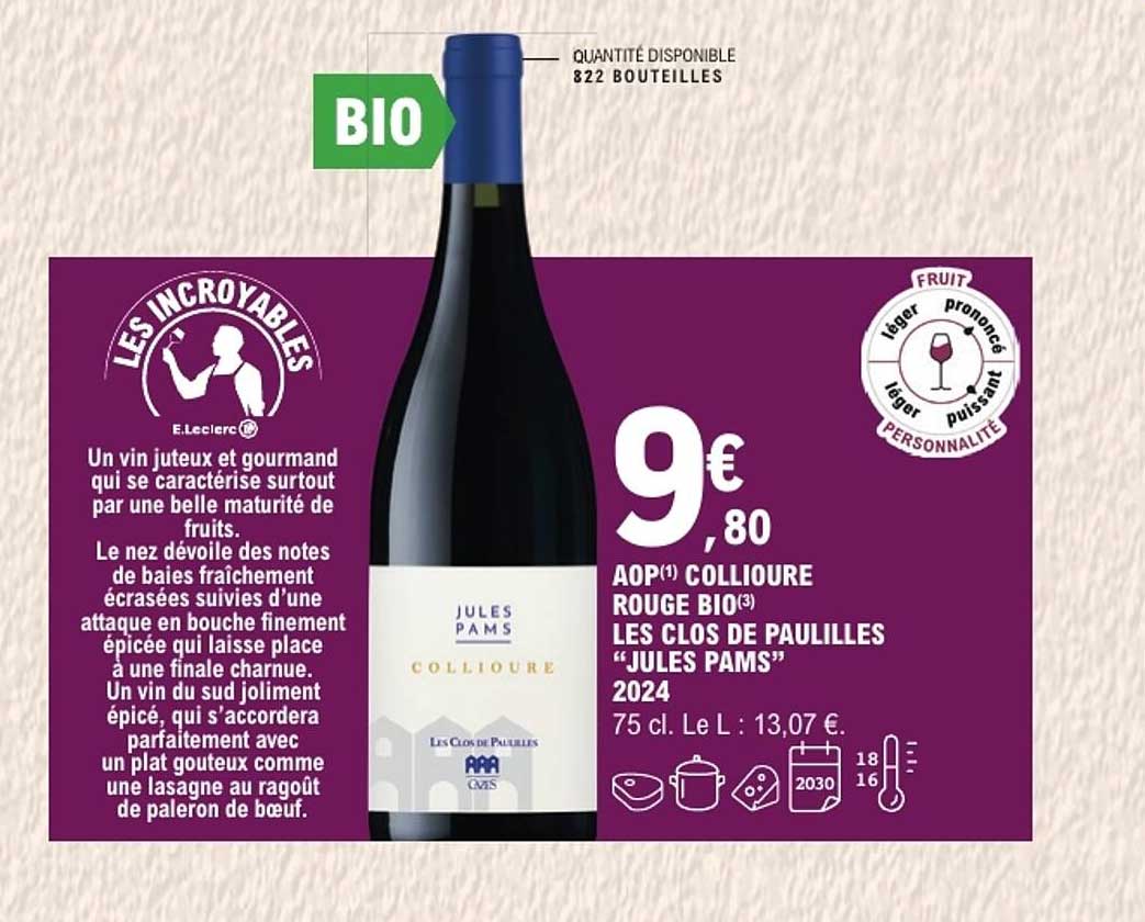 AOP COLLIIOURE ROUGE BIO LES CLOS DE PAULILLES “JULES PAMS” 2024